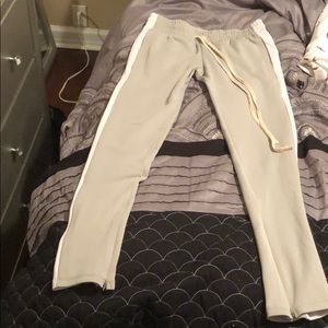 Light gray and white jogger pants